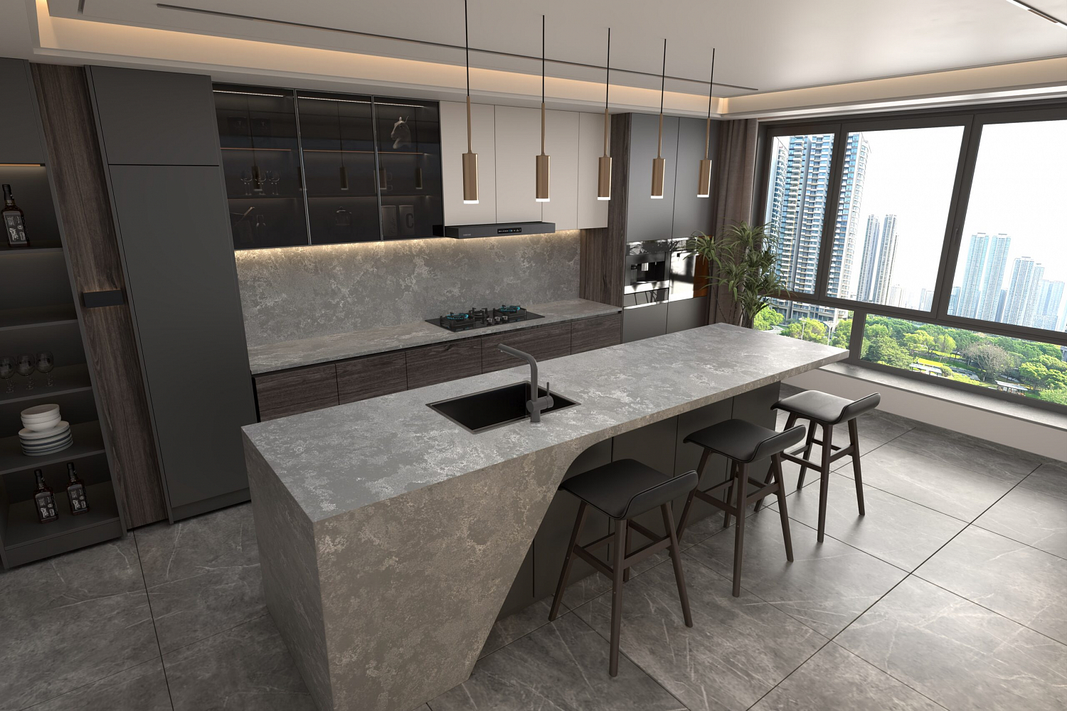 WSP Stone 9033М Шторм Кварцевый агломерат