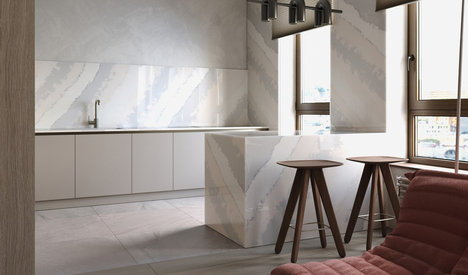 Etna Quartz Palissandro Blue Ocean